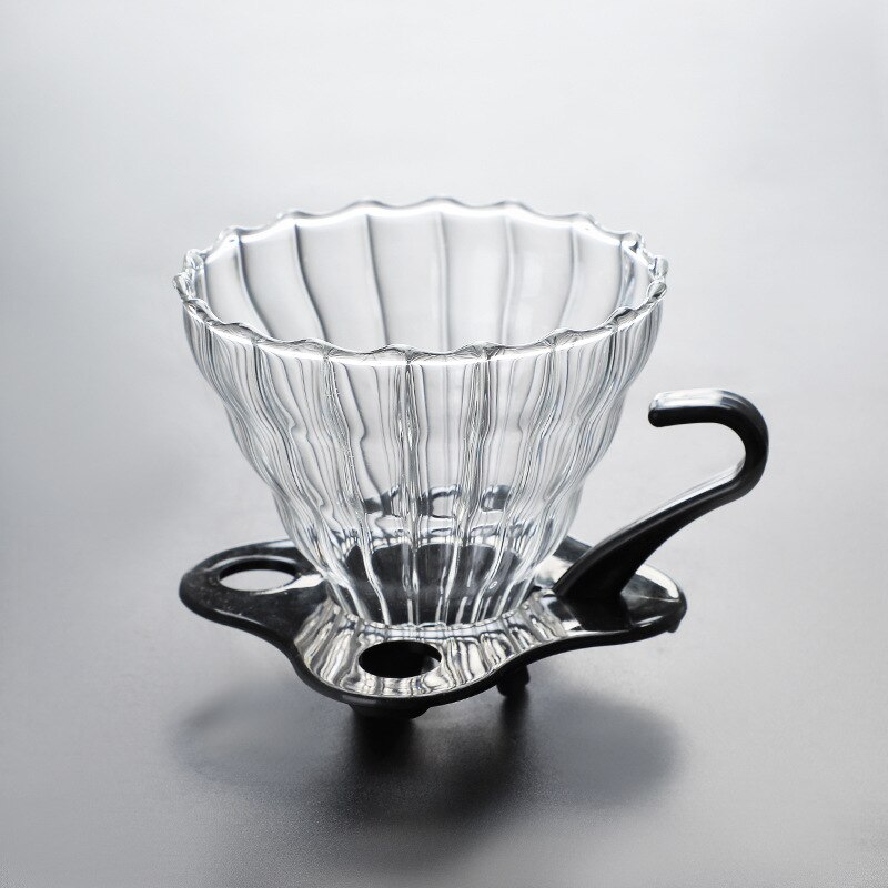 Cafetera manual V60 con filtro, resistente a altas temperaturas, vidrio grueso, embudo con tapa: Small with stand