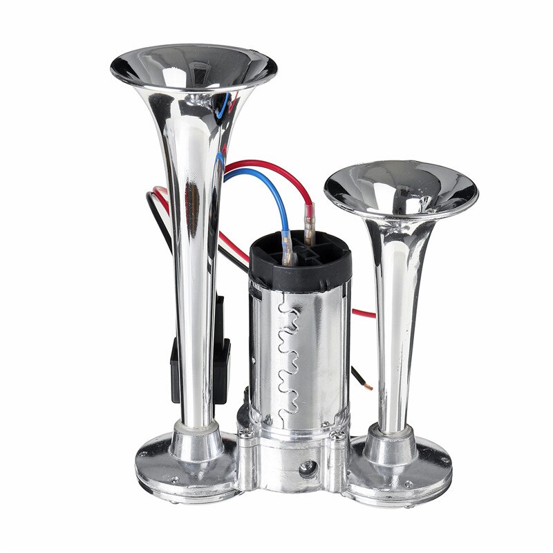 300DB Dual Trumpet Electric Horn Loud Chrome Air Horn Speaker Kit 12VUniversal for Car Train Truck Lorry