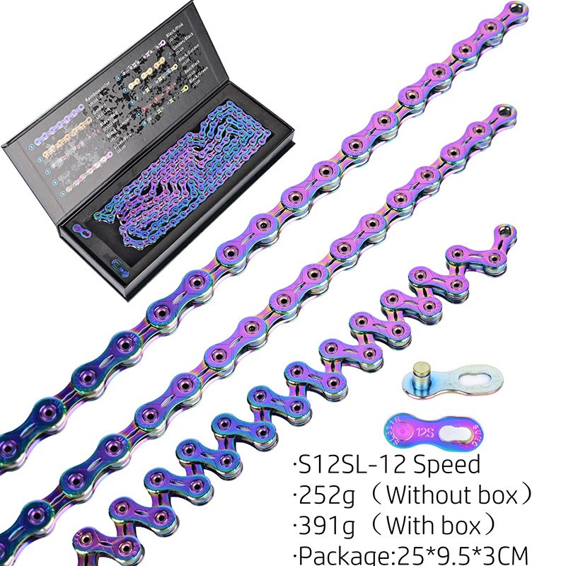 Bicycle Chain Rainbow Colorful Mountain MTB Road Bike Shifting Chain 9/10/11/12 Speed With Connector Master Links BC0581