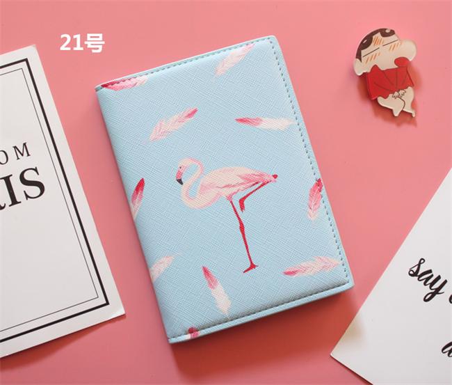 Alta-fim de design famoso flamingo capa de passaporte titular do cartão de crédito azul homem mulher caso de passaporte negócios unisex carteira de viagem: Flamingo008