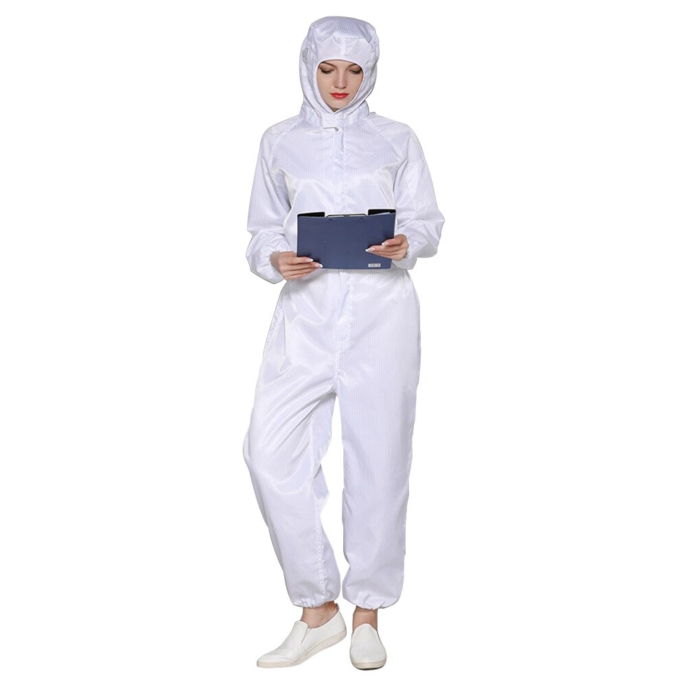 Herbruikbare Overall Voor Vrouwen Meisjes Beschermende Kleding Met Kap Isolatie Pak Met Rits Anti-Statische Lab Overall Werkkleding: WHITE / M