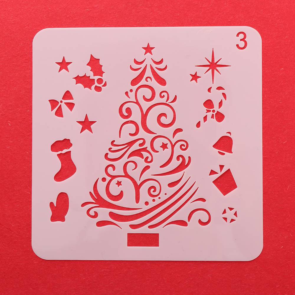 Plantillas de capas huecas para manualidades de Navidad, para pintura en pared, estampado, sello, grabador de relieve decorativo para tarjetas de papel, plantilla de flores: Style   3