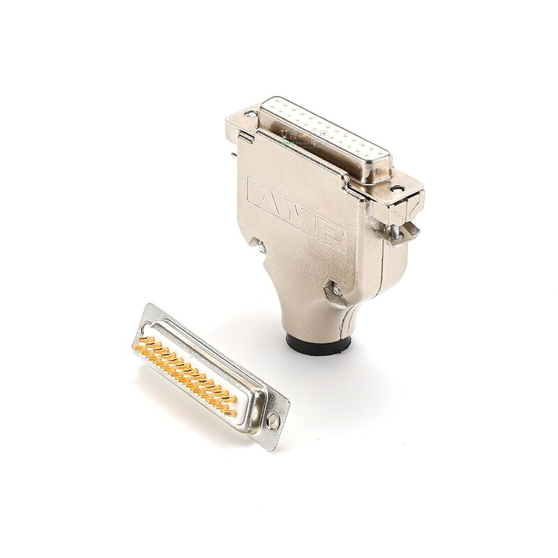 1Pcs gold-plated five wheat solid core needle 25-pin DB25 parallel port plug AMP iron shell welding male and female HIFI
