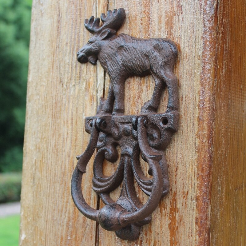Jd dekoration banke håndværk elg knocker støbejern europæisk vintage hjem dør alle antikke håndtag haven