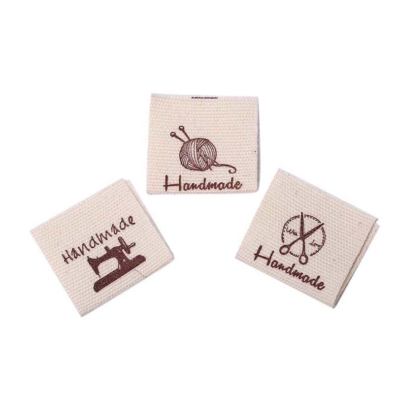 50 stücke baumwolle handgemachte kleidung Etikett handgemachte geprägte Etikett kleidung näHenne zubehör DIY Logo zeichen