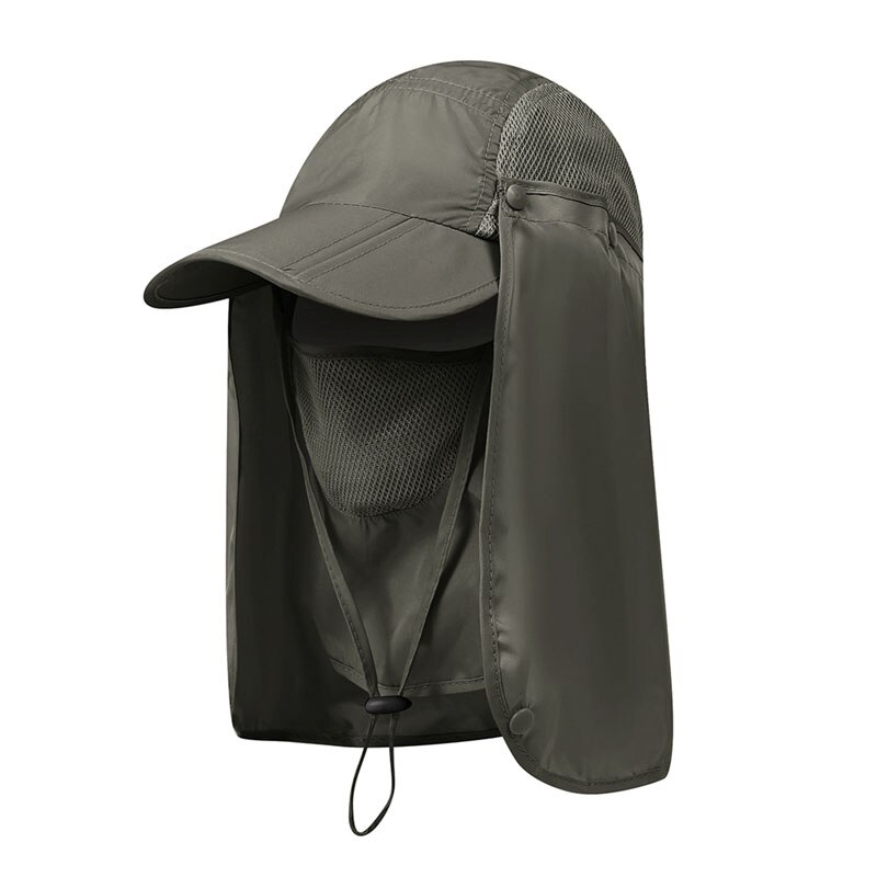 Gorros con solapa de nailon de secado rápido para exteriores, con correa para la barbilla, protección UV de 360 grados, mascarilla facial plegable empaquetable: JG