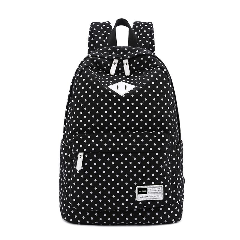 Polka Dot School Shoulder Canvas Backpack Bag Travel Rucksack Large Capcity Student Daypack Satchel: Default Title