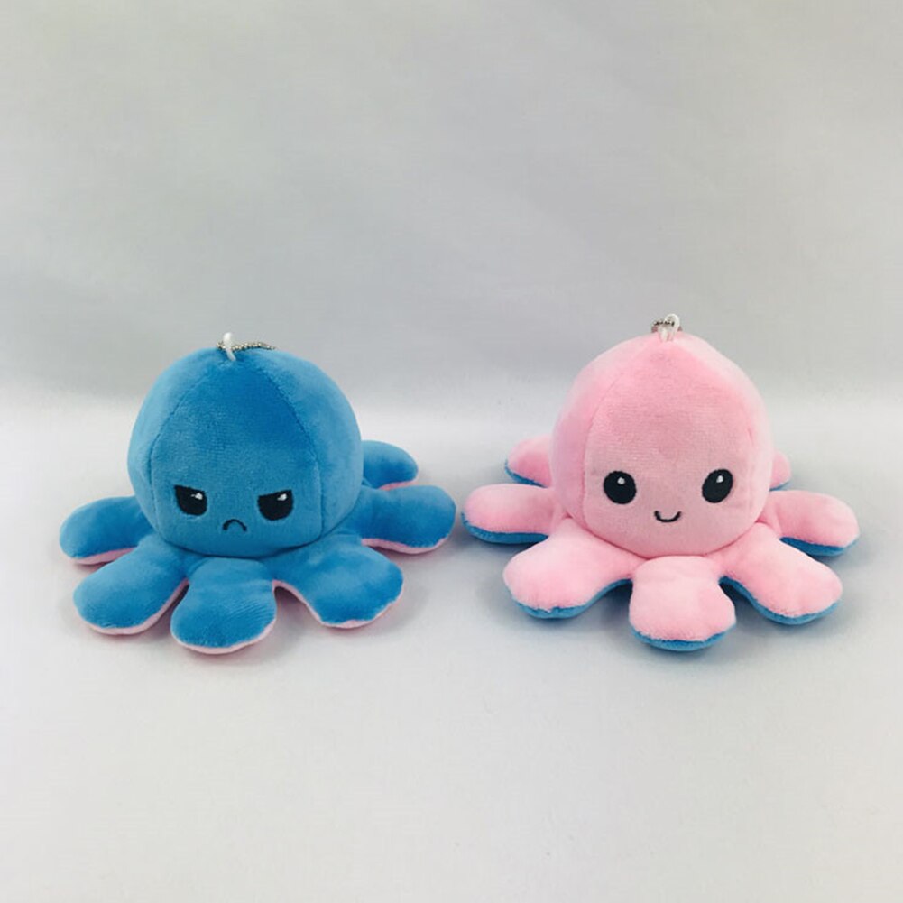 Poupée en peluche de poulpe de dessin animé à Double face avec porte-clés