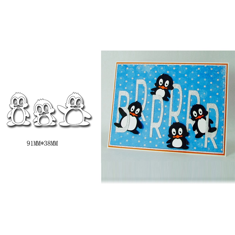 Troqueles de corte de Metal de animales, pingüino, pájaro, dragón, alce, cachorro para álbum de recortes, plantillas de troqueles para tarjetas grabado en relieve para fotos, tarjetas: 4