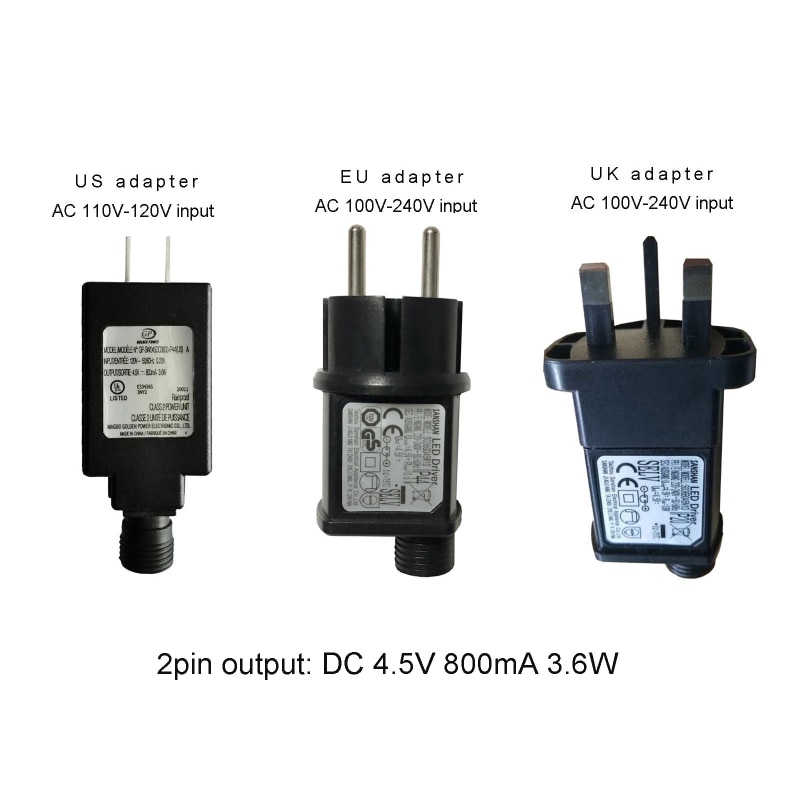 Universele Eu Vs Uk Plug Ac Naar Dc 4.5V 800mA 2pin Voeding Adapter Voor Led Verlichting Batterij Eliminator en Meer Apparaten