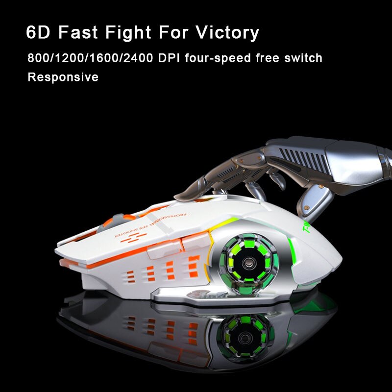 Kabellose gaming-maus, wiederaufladbar, leise, mit kühlender atemlampe, ergonomisch, reaktionsschnell, für laptop, pc, macbook und büro.