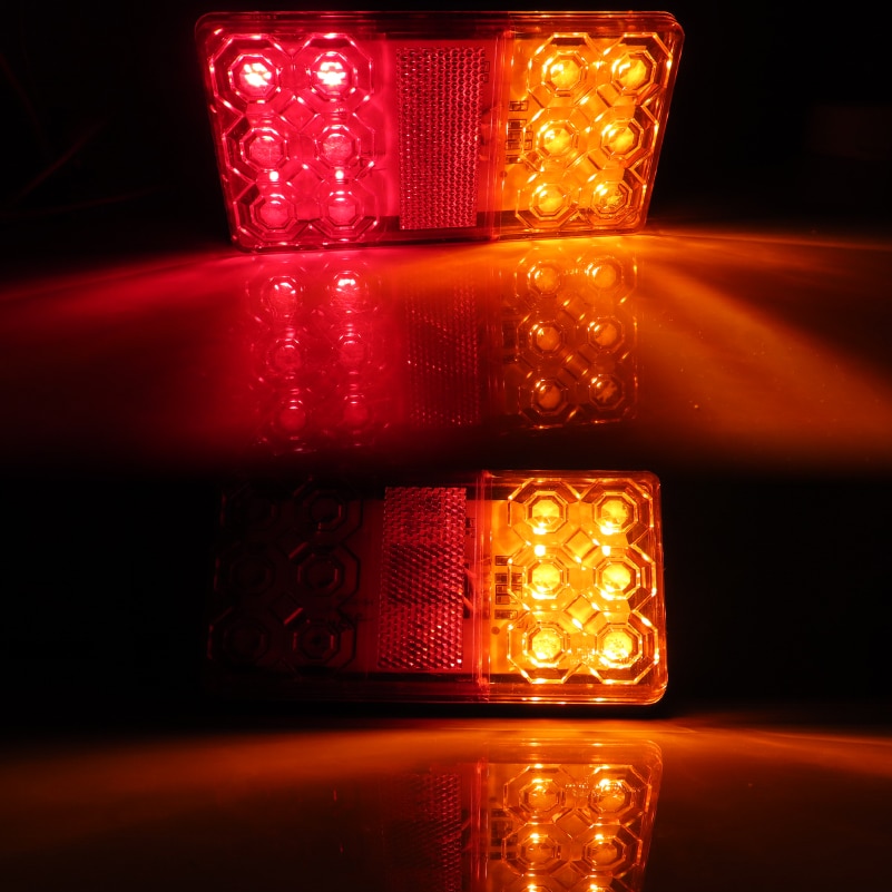 2x 4" Red LED Brake Tail Lights - DRL Side Marker Reflector For Truck Trailer