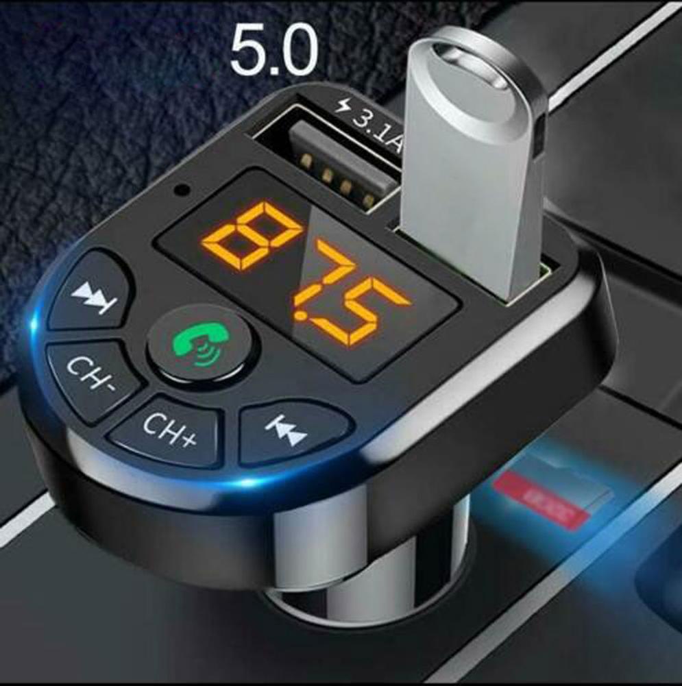 Car Bluetooth 5.0 Fm Transmitter Car Mp3 Player Wireless Handsfree Audio Receiver Dual USB Fast Charger 3.1A