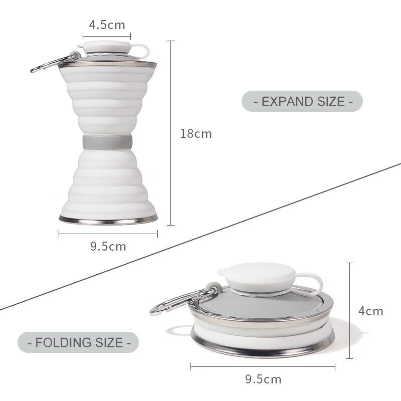 4 Colors 500ML Silicone Folding Water Coffee Win Cups Travel Camping Cup Retractable Telescopic Collapsible Outdoor Sport