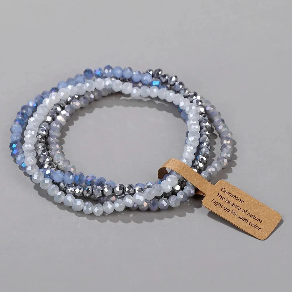 4 stk. sæt facetslebne glasperler stretch armbånd ab effekt glasperler flerfarvede elastiske perler håndlavede armbåndssmykker: Grøn