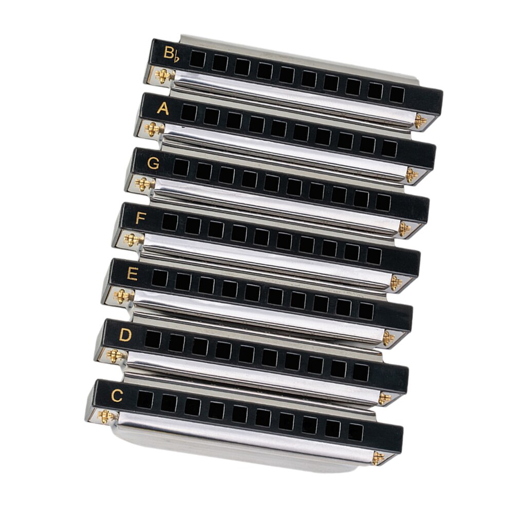 Deluxe Diatonic Harmonica Set - Key of G, A, Bb, C, D, E, F Harp