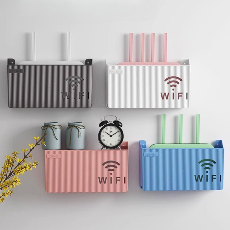 Wall-Mounted Set-Top Box Organizer - TV / Router Storage - No Drill Cable Management Rack for Home Office, Bedroom & Living Room