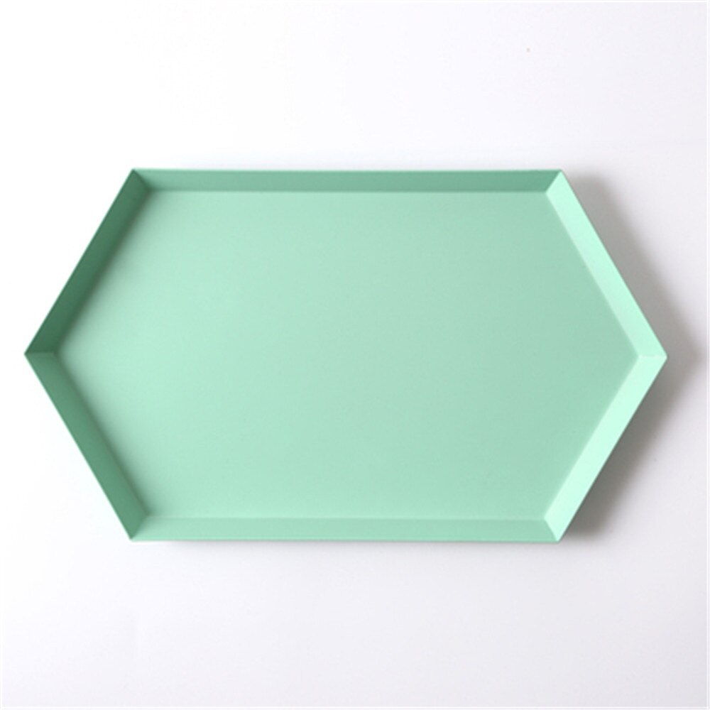 Colorful Metal Storage Trays Chic Geometric Combo Organizer Plate Desktop Decor Jewelry Display Trays Tea Set Dessert Plates: Green L