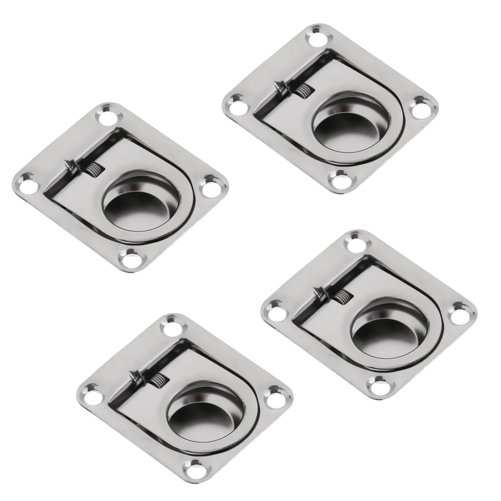 Poignée De Trappe Bateau En Acier Inoxydable 316 - 63x44 Mm - Montage Encastré Pour Trappe, Casier, Armoire - Marine