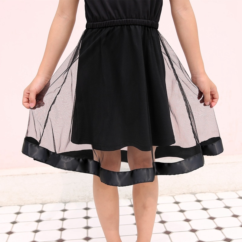 Family Matching Outfits Summer Mom And Daughter Black Mesh Dress Dad Son Matching T-shirt Family Look Matching Couple Outfits