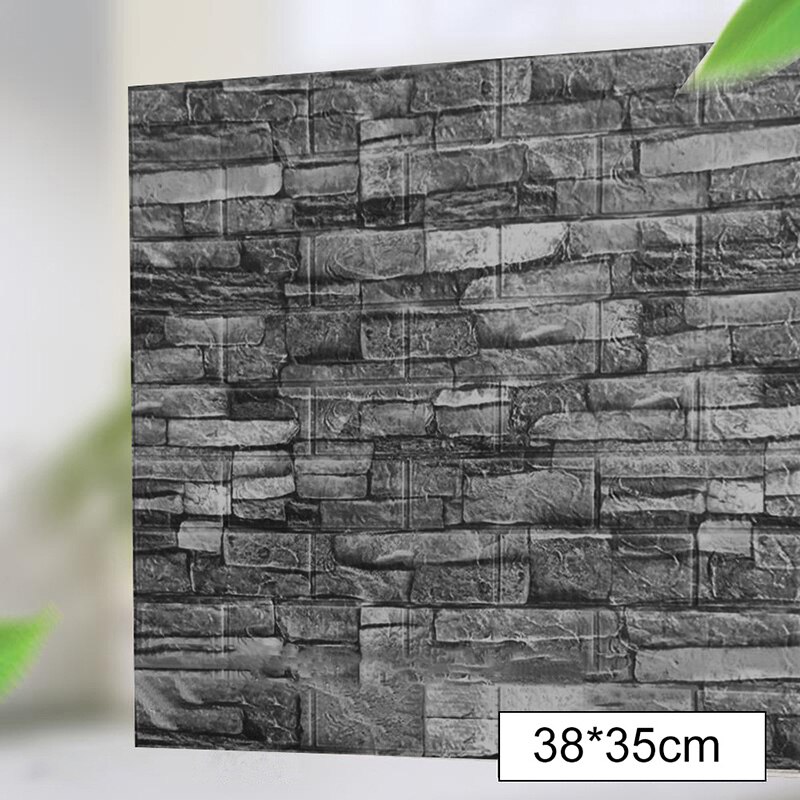 Självhäftande 3d väggdekal imitation tegel marmor präglad diy heminredning tapet barnrum kök sovrum: Svart tegel