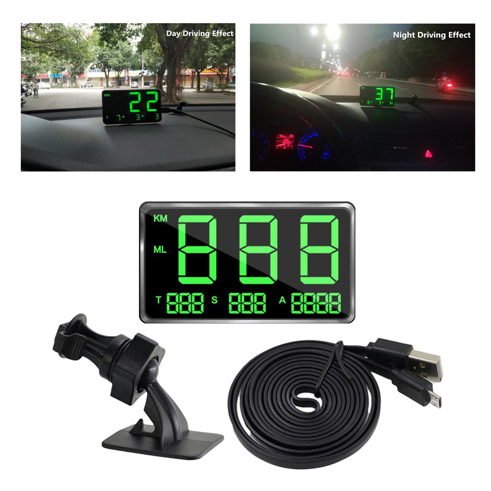 Universal Car GPS Speedometer Speed Alert HUD Head Up Display for All Cars SUV Vehicles Fatigue Driving Alarm Safe Driving