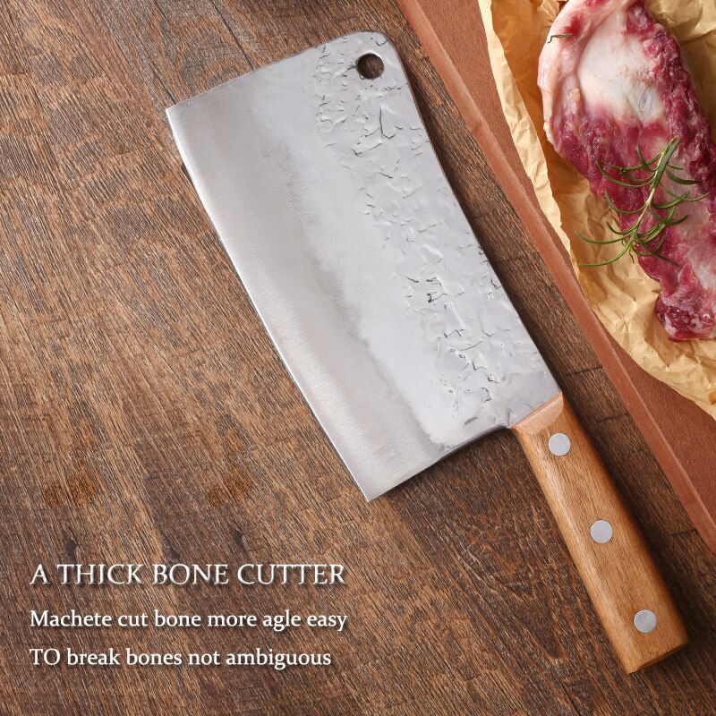 Big Bone Knives Chopping Knife 780g Stainless Steel Cleaver 5mm Blade Chopping Kitchen Knives Cutting Pork Bone 5Cr13mov Cutlery