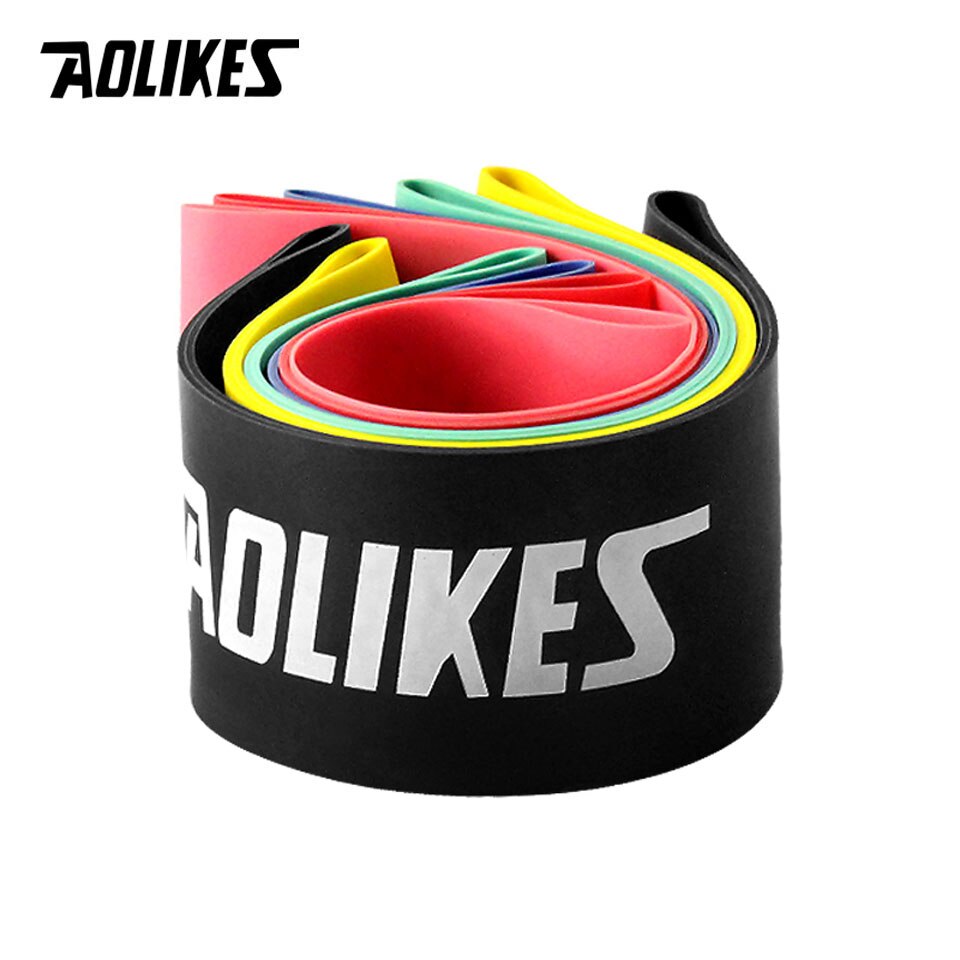 Aolikes 1 Pcs 6 Kleuren Elastische Resistance Bands Workout Rubber Loop Voor Fitness Gym Krachttraining Elastische Bands