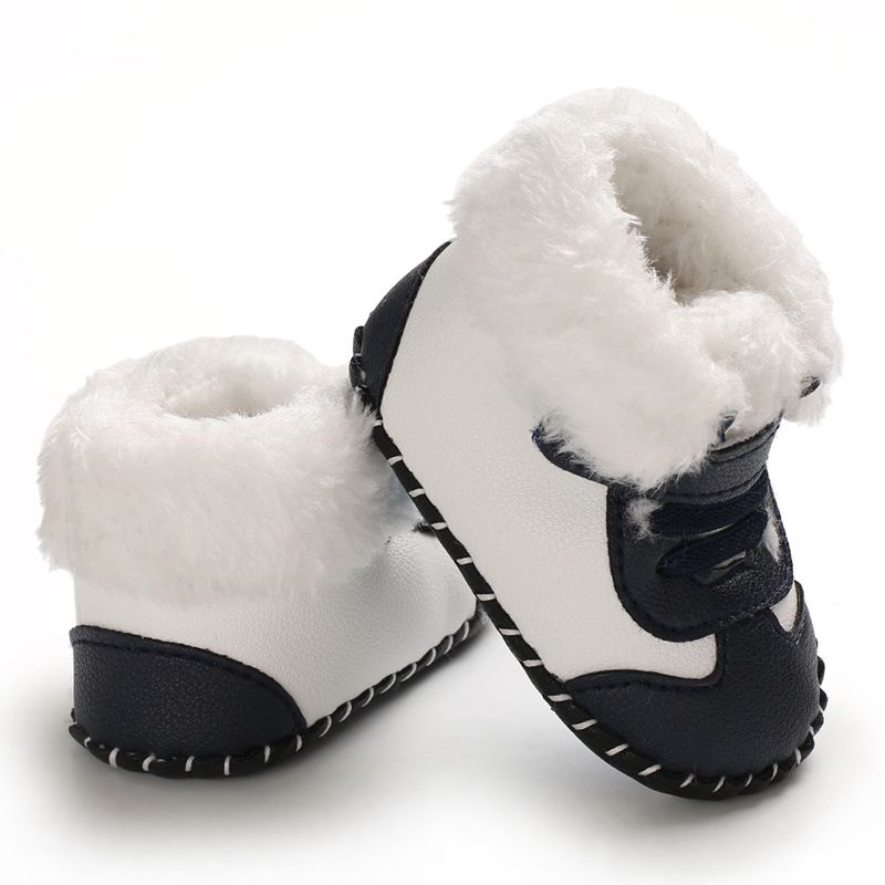 Pasgeboren Baby Meisjes Jongens Snowboots Winter Lederen Laarzen Baby Zachte Bodem Schoenen Baby PU Harige Warme Laarzen: DL / 0-6 months