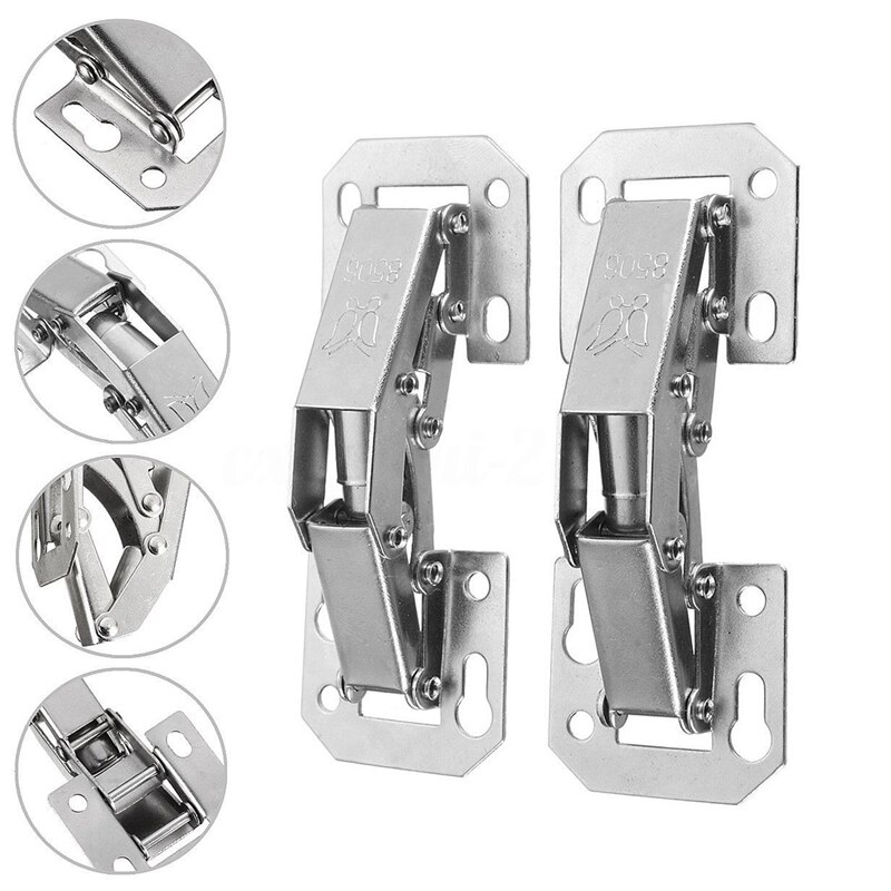2Pcs Soft Close Kitchen Cupboard Cabinet Wardrobe 90degree Door Hinges & Screws