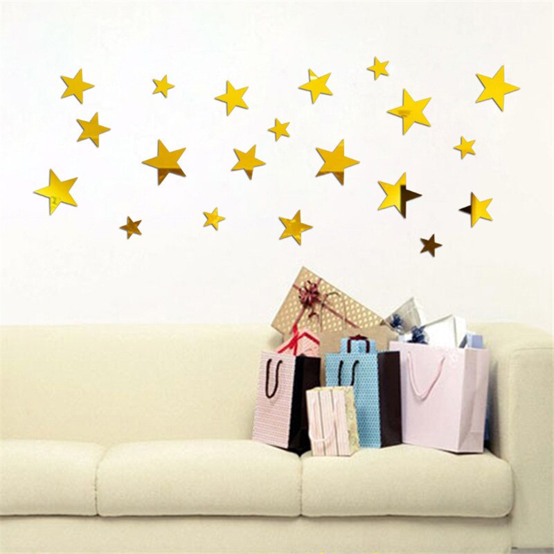 3D Mirror Star Wall Sticker DIY Art Removable Decal Vinyl Acrylic Home Decor Reflective Wall Decals for Home Decoration Mirrors