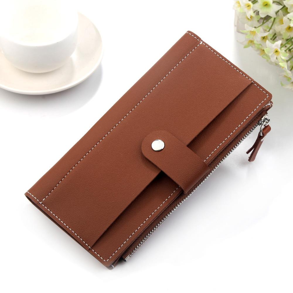 Cartera de mujer, Cartera de mujer, cartera larga de piel sintética con cierre y cremallera, cartera para mujer: Brown