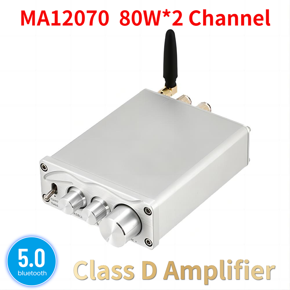 Wzmacniacz dźwięku HiFi MA12070 80W * 2 wzmacniacz moc dźwięku Stereo Bluetooth 5.0 do głośnika do kina domowego Karaoke Amplifiy