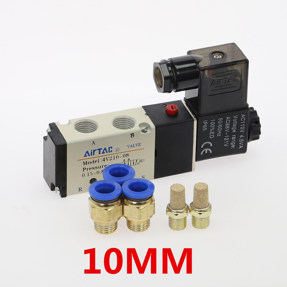 Pneumatic Electric Solenoid Valve 5 Way 2 Position Control Air Gas Magnetic Valve 12V 24V 220V Coil Volt 4mm-12mm Hose Fittings: PC 10mm Fittings / DC12