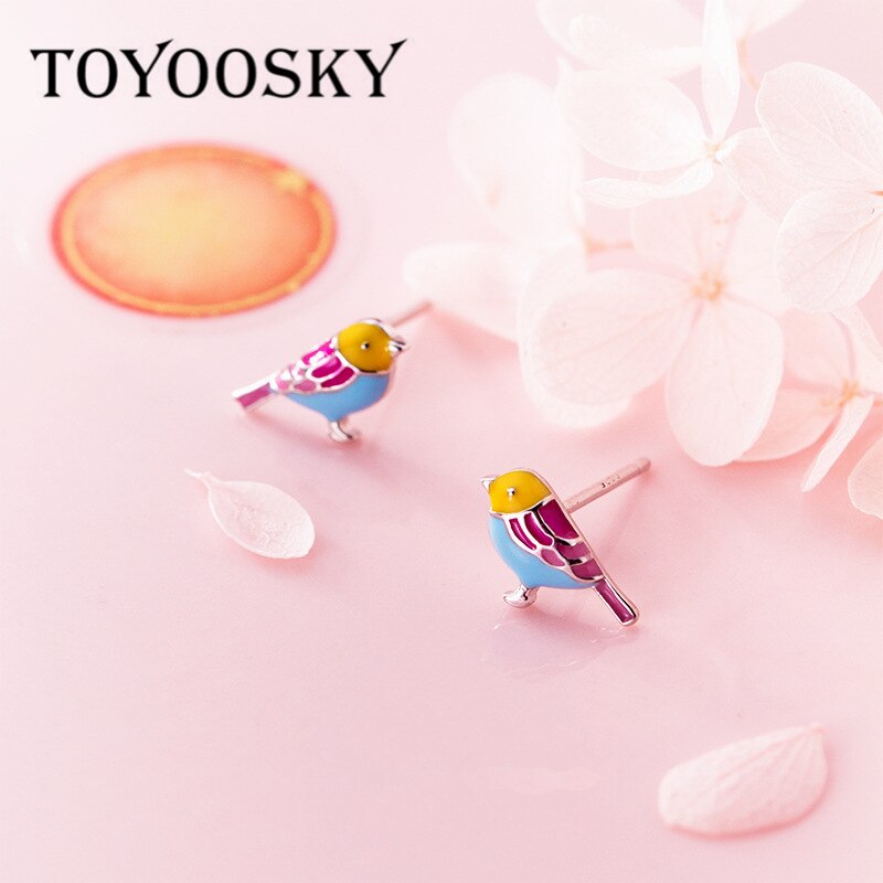 Toyoosky 100% 925 Sterling Zilver Matte Little Bird Stud Oorbellen Voor Vrouwen Voorkomen Allergie Meisje Mode-sieraden