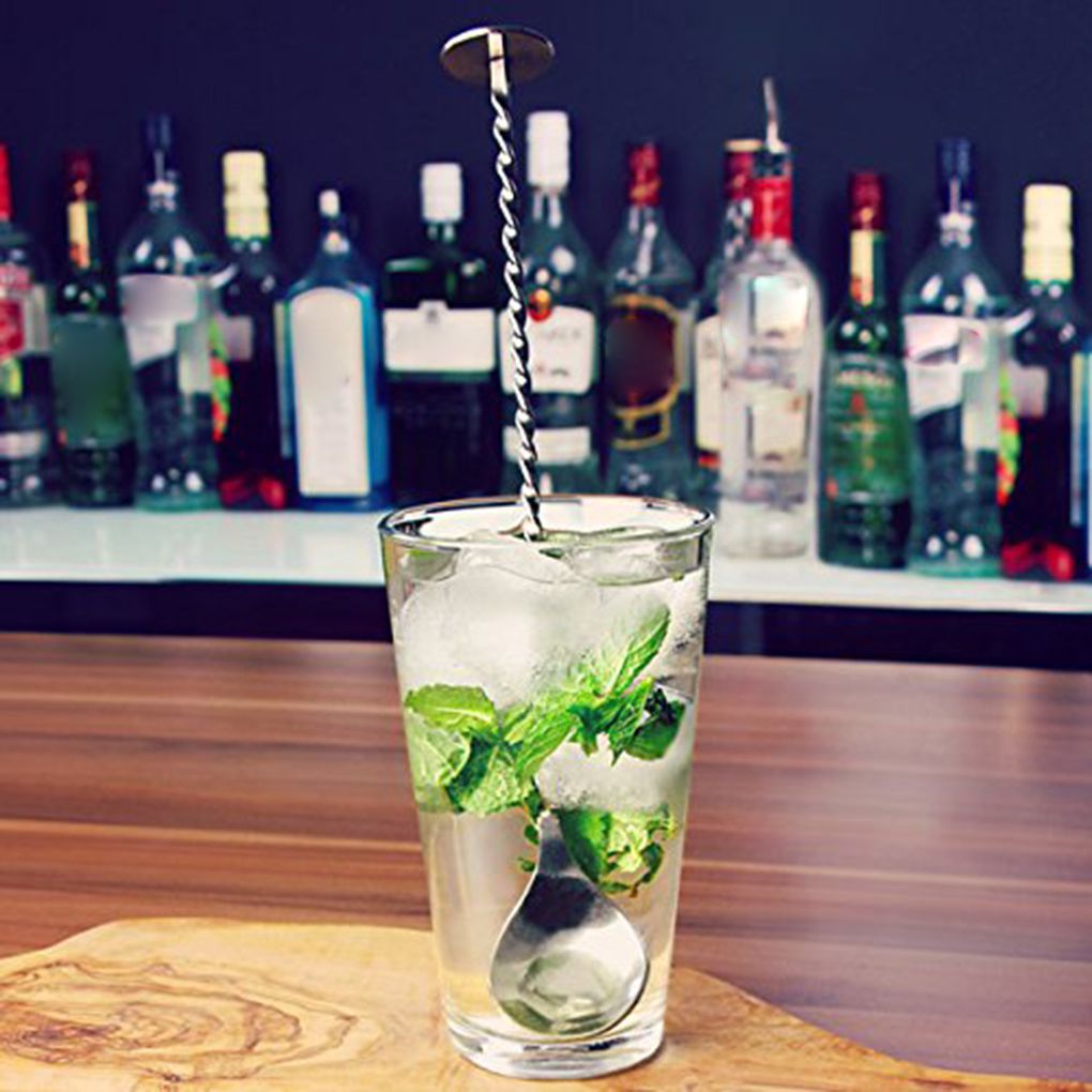 Stainless Steel Cocktail Bar Spoons Spiral Pattern Drink Shaker Muddler Stirrer Twisted Mixing Spoon
