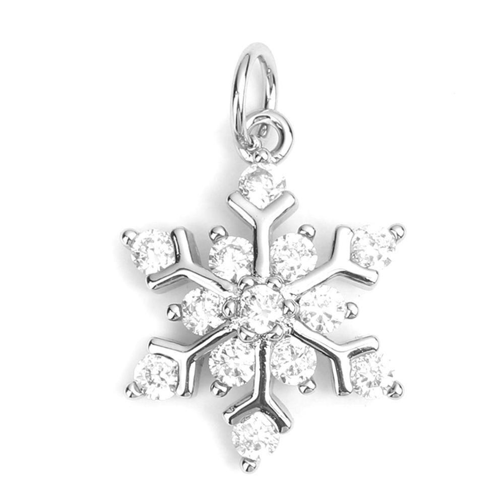 DoreenBox Serie Di Natale Pendenti E Ciondoli Ciondolo In Oro Rosa Bianco di Strass Fiocco di Neve Del Pendente di Rame per il FAI DA TE Monili Che Fanno 20x14mm 1PC: Argento placcato