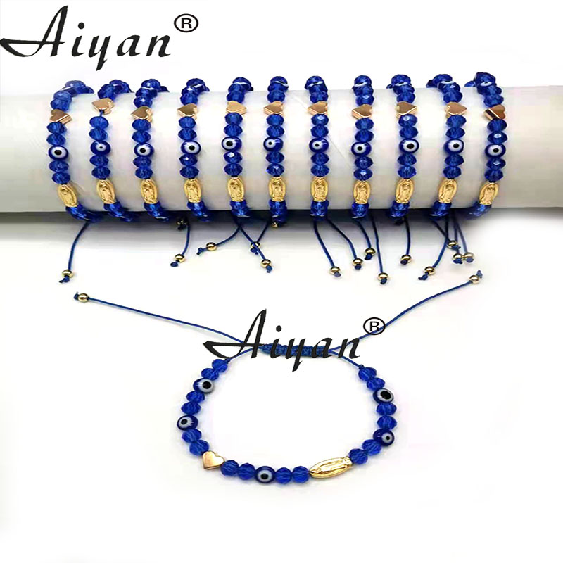 12 stück Religiöse Maria Und St. Judas Armbinde Mit Kristall Und Legierung Herz Können Verwendet Werden Für Gebet Und in EINE Vielzahl Von Farben: Maria 14 Blau