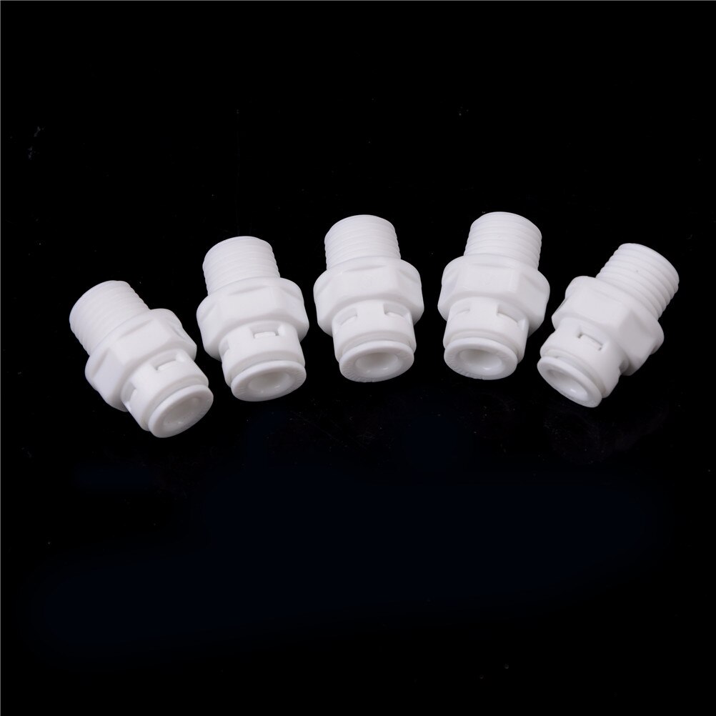 5Pcs Wit 1/4 ''Push Fit Tube 1/4'' Schroefdraad Man Quick Connect Ro Water Sluit