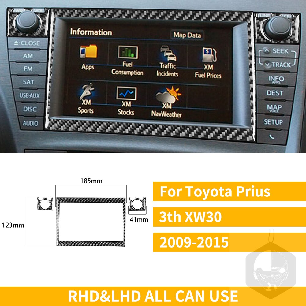 For Toyota Prius XW30 ZVW30 ZVW35 Carbon Fiber Center Console Radio Navigation Display Sticker Car Accessori: D