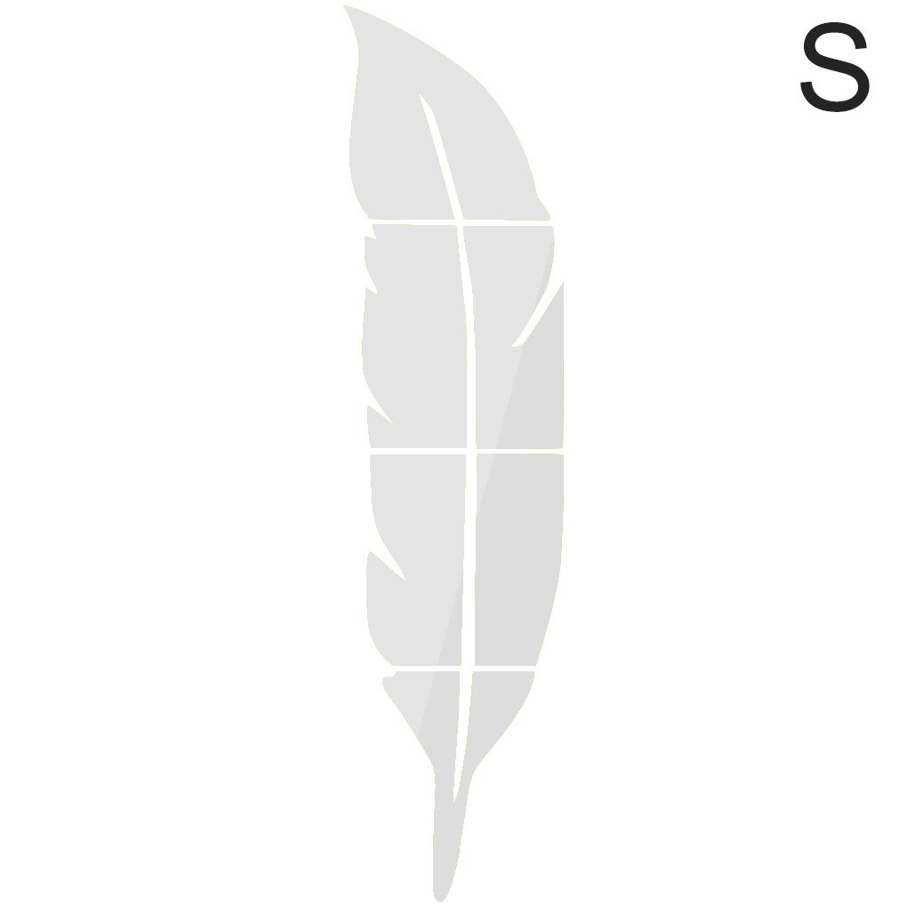 Muursticker spiegel plakkend 3d acryl waterdichte veren muursticker voor thuis slaapkamer muurdecoratie: S links zilver