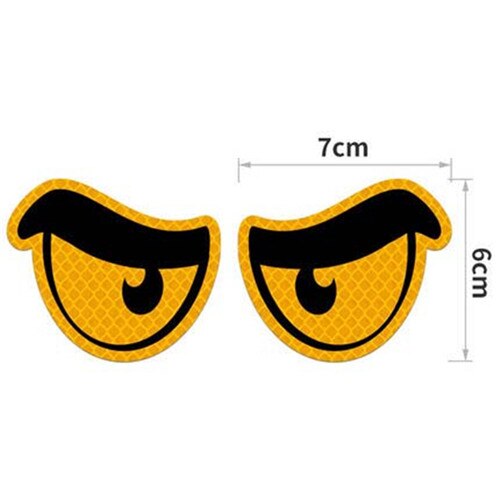 2PCS Eyes Reflective Decal Cartoon Beard Reflective Sticker Safety Warning Tape Flexible Stripes Car Decor Made with 3M: EyesFLYellow