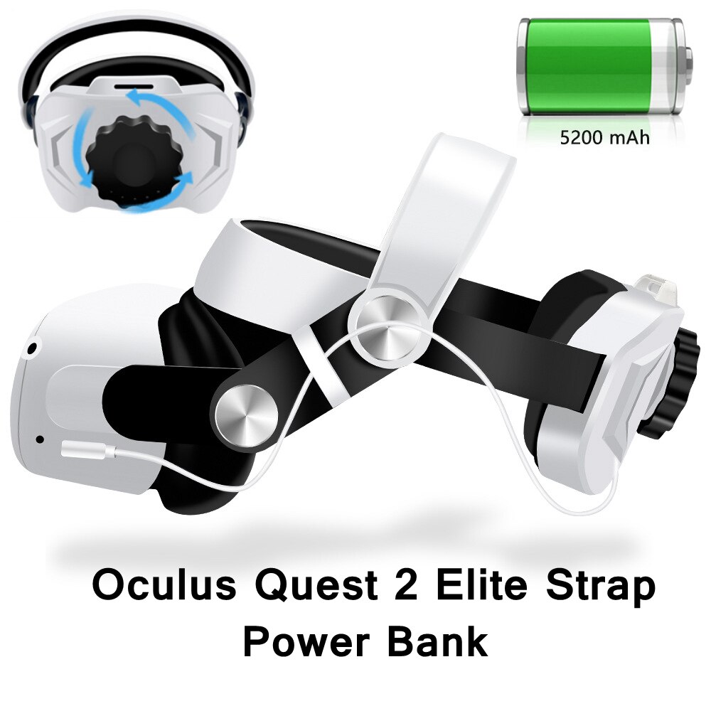 Voor Oculus Quest 2 Vr Elite Band Met Batterij 5200mAn Snelle Oplader Power Bank Halo Band Voor Meta Oculus Quest 2 Accessoires