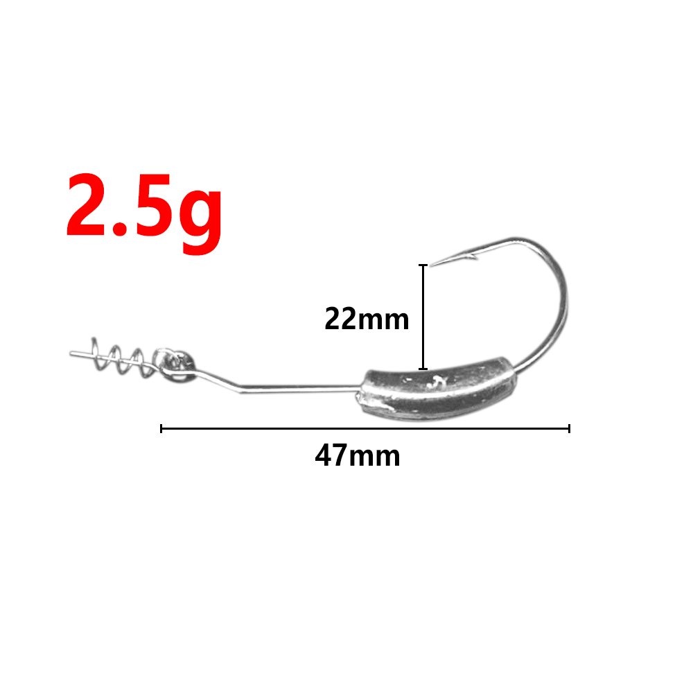 5pcs Exposed Lead Jig Head Barbed Lead Hook 2g -7g Offset Fishing Hook Fish Hooks Fit for Texas Rigs Fishing Tackle