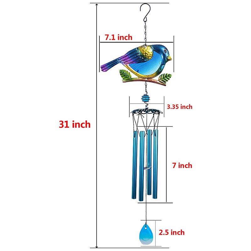 Wind Chimes Outdoor Indoor Decor Windchime, Mobile Romantic Blue Bird Wind Chimes for Home Festival Garden Decoration