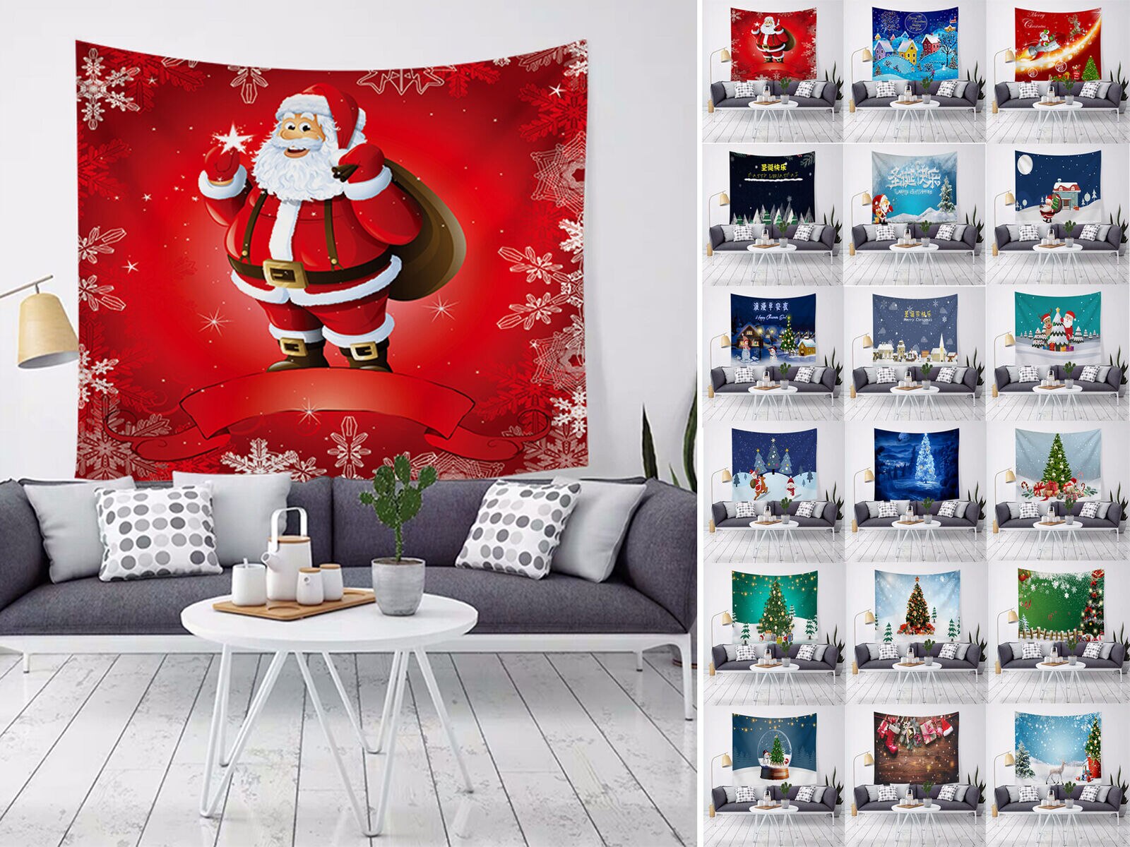Christmas tapetry hauska joulupukki poro print seinälle roikkuu joulujuhla koristele meitä