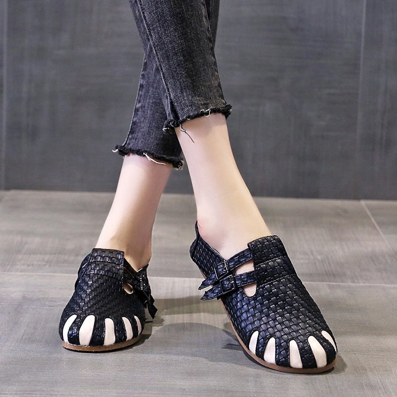Alpargatas de talla grande para mujer, zapatos planos de piel sintética tejida, Oxford, informales, con doble hebilla, color blanco, otoño