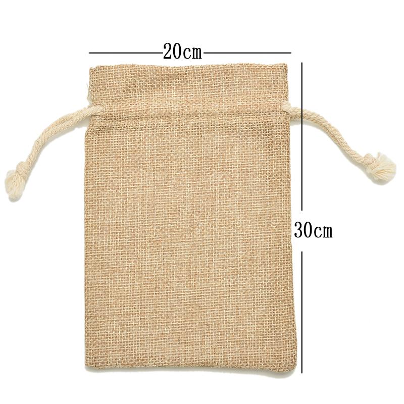 Linnen Jute Koord Bags Sacks Party Gunsten Verpakking Bag Wedding Candy Bags Feestartikelen: 20x30cm (A)