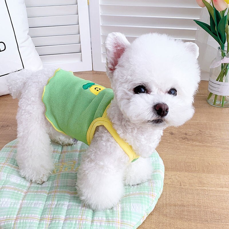 Ropa con volantes para perro, chaleco con tirantes transpirable para cachorro, flor Schnauzer, camiseta de peluche de Pomerania, de verano