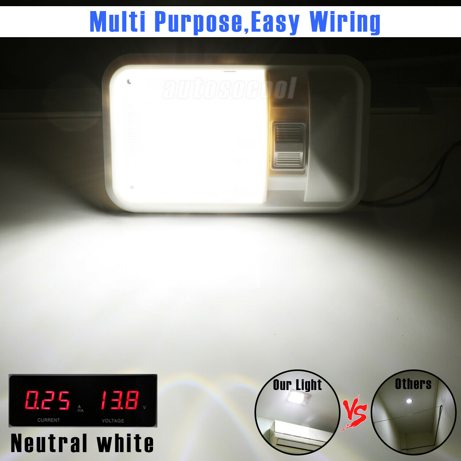 2 Pack 12V Led RV Ceiling Dome Light RV Interior Lighting for Trailer Caravan Car Camper Accessories